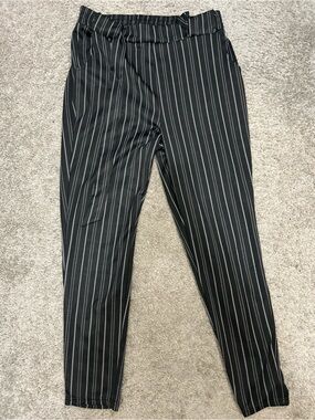 Black Pinstripe Jogger Pants